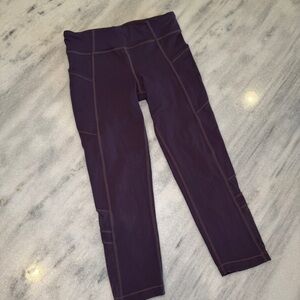 Athleta Girl Size Large/12 Purple Leggings Tights Sheer Ankle Detail Side Pocket